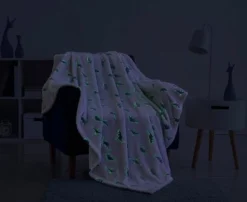 Kate Aurora Montauk Accents White & Gray Glow In The Dark Juvi Dinosaurs Ultra Soft & Plush Fleece Accent Throw Blanket -Sweet Home Store GUEST cb39ee31 9b30 4cac bd31 ef3f61c95030