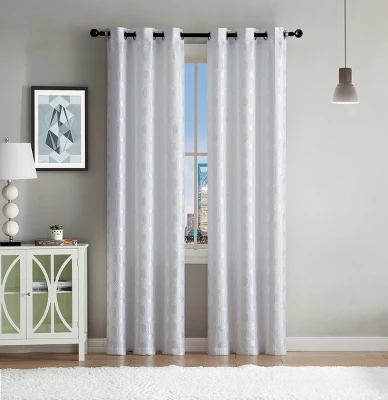 Kate Aurora Contemporary Living 2 Pack Semi Sheer Geometric Grommet Top Curtain Panels 3 Kate Aurora Contemporary Living 2 Pack Semi Sheer Geometric Grommet Top Curtain Panels - Image 3