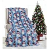 Kate Aurora Holiday Living Winter Blues Snowman Christmas Ultra Soft And Plush Throw Blanket