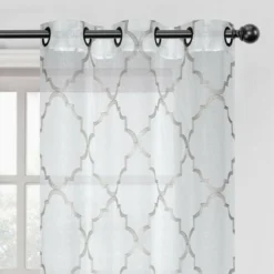 Kate Aurora Lux Home 2 Pack Shabby Trellis Semi Sheer Embroidered Clover Grommet Top Curtains -Sweet Home Store GUEST d1e37ee6 7e73 4797 bb15 634cffc5cfee