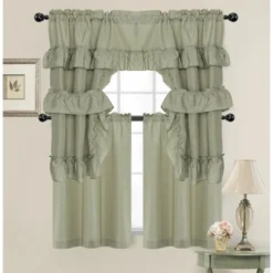 Kate Aurora Country Farmhouse Living Solid Colored Cafe Kitchen Curtain Tier & Swag Valance Set -Sweet Home Store GUEST d3405848 e43e 4641 bbb3 c1d0572e0414