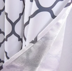 Kate Aurora Montauk Accents 2 Piece White & Gray Trellis Light Filtering Modern Geometric Grommet Top Window Curtains -Sweet Home Store GUEST d4a5c8e4 2333 4959 b2df 55dea30a0c8c