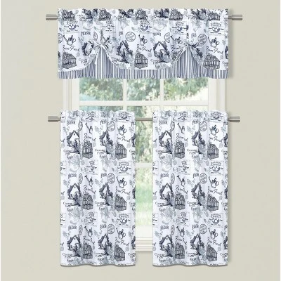Kate Aurora Rooster Toile Complete 3 Pc Café Kitchen Curtain Tier And Valance Set 1 Kate Aurora Rooster Toile Complete 3 Pc Café Kitchen Curtain Tier And Valance Set