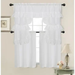 Kate Aurora Country Farmhouse Living Solid Colored Cafe Kitchen Curtain Tier & Swag Valance Set -Sweet Home Store GUEST d623571c 1727 4418 a47d e6ea4c4a2cb1