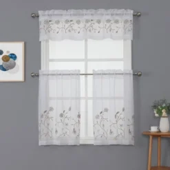 Kate Aurora Complete 3 Piece Embroidered Shabby Floral Roses Sheer Cafe Kitchen Curtain Tier & Valance Set 10 Kate Aurora Complete 3 Piece Embroidered Shabby Floral Roses Sheer Cafe Kitchen Curtain Tier & Valance Set -Sweet Home Store GUEST d73fecb7 526d 4066 945e 5d22f93c9bb4