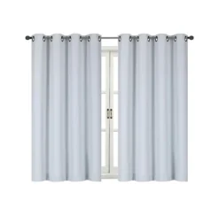 Kate Aurora 100% Hotel Thermal Blackout White Grommet Top Curtain Panels