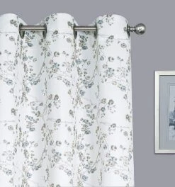 Kate Aurora Living Cherry Blossom Designed Grommet Top Window Curtains - 84 In. Long