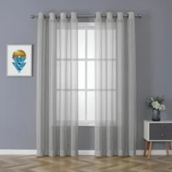 Kate Aurora 2 Piece Metallic Shimmer Chic Striped Flax Styled Sheer Grommet Top Curtains 14 Kate Aurora 2 Piece Metallic Shimmer Chic Striped Flax Styled Sheer Grommet Top Curtains -Sweet Home Store GUEST d9613525 2e4d 493f 8c1f 51e7f529a3eb