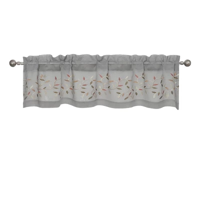 Kate Aurora Shabby Sheer Embroidered Complete 3 Piece Floral Rod Pocket Cafe Kitchen Curtain Tier & Valance Set 2 Kate Aurora Shabby Sheer Embroidered Complete 3 Piece Floral Rod Pocket Cafe Kitchen Curtain Tier & Valance Set - Image 2