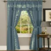 Kate Aurora Complete 5 Piece Embroidered Floral Attached Window In A Bag Sheer Curtain Set