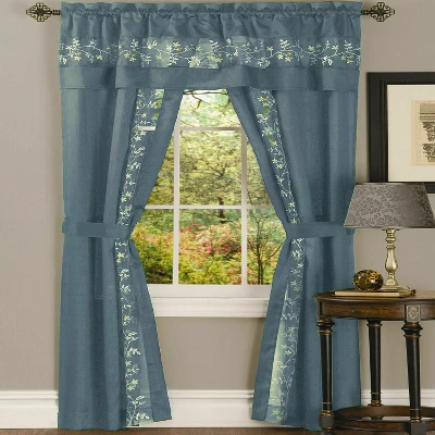 Kate Aurora Complete 5 Piece Embroidered Floral Attached Window In A Bag Sheer Curtain Set 1 Kate Aurora Complete 5 Piece Embroidered Floral Attached Window In A Bag Sheer Curtain Set