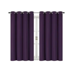 Kate Aurora 100% Hotel Thermal Blackout Purple Grommet Top Curtain Panels