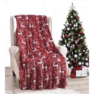 Kate Aurora Ultra Soft & Cozy Christmas Red Reindeer Plush Throw Blanket Cover - 50 In. W X 60 In. L 1 Kate Aurora Ultra Soft & Cozy Christmas Red Reindeer Plush Throw Blanket Cover - 50 In. W X 60 In. L