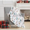 Kate Aurora Christmas Winter Wonderland Baby Reindeers & Evergreens Accent Throw Blanket - 50 In. W X 60 In. L