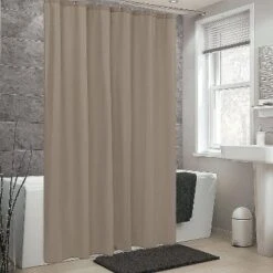 Montauk Accents Bliss Linen/Taupe Water Resistant Fabric Shower Liner - Standard Size
