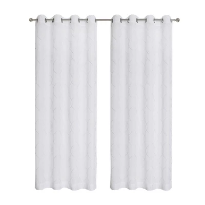 Kate Aurora 2 Piece Clarabelle Embroidered Lattice Matte Sheer Grommet Top Curtain Panels - 84 In. Long 8 Kate Aurora 2 Piece Clarabelle Embroidered Lattice Matte Sheer Grommet Top Curtain Panels - 84 In. Long - Image 8