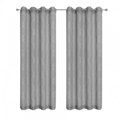 Kate Aurora 2 Piece Clarabelle Embroidered Lattice Matte Sheer Grommet Top Curtain Panels - 84 In. Long 6 Kate Aurora 2 Piece Clarabelle Embroidered Lattice Matte Sheer Grommet Top Curtain Panels - 84 In. Long - Image 6