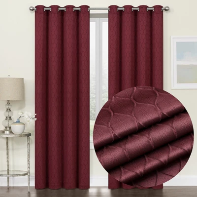 Kate Aurora 2 Piece Modern Lattice Semi Sheer Window Curtain Panels 5 Kate Aurora 2 Piece Modern Lattice Semi Sheer Window Curtain Panels - Image 5