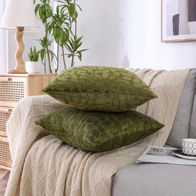 Kate Aurora Red Hook Cut Leaf Embossed Chenille Ultra Plush & Fluffy 18"x 18" Filled Accent Throw Pillow With Removable Zipper Shell/Cover 5 Kate Aurora Red Hook Cut Leaf Embossed Chenille Ultra Plush & Fluffy 18"x 18" Filled Accent Throw Pillow With Removable Zipper Shell/Cover - Image 5