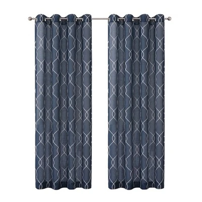 Kate Aurora 2 Piece Clarabelle Embroidered Lattice Matte Sheer Grommet Top Curtain Panels - 84 In. Long 9 Kate Aurora 2 Piece Clarabelle Embroidered Lattice Matte Sheer Grommet Top Curtain Panels - 84 In. Long - Image 9