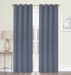 Kate Aurora 2 Pack Amari Contemporary Lattice Light Filtering Grommet Top Window Curtain Panels