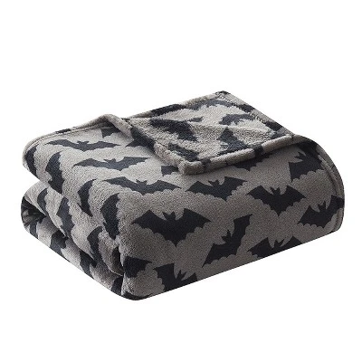 Kate Aurora Ultra Soft & Plush Gray & Black Spooky Halloween Bats Accent Throw Blanket - 50 In. W X 70 In. L 1 Kate Aurora Ultra Soft & Plush Gray & Black Spooky Halloween Bats Accent Throw Blanket - 50 In. W X 70 In. L