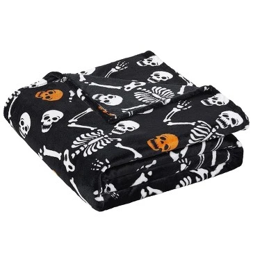 Kate Aurora Ultra Soft & Plush Oversized Orange & Black Halloween Spooky Skeletons Accent Throw Blanket - 50 In. W X 70 In. L 2 Kate Aurora Ultra Soft & Plush Oversized Orange & Black Halloween Spooky Skeletons Accent Throw Blanket - 50 In. W X 70 In. L - Image 2