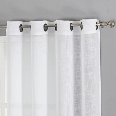 Kate Aurora 2 Pack Lux Thread Premium Woven Grommet Top Sheer Curtain Panels 2 Kate Aurora 2 Pack Lux Thread Premium Woven Grommet Top Sheer Curtain Panels - Image 2