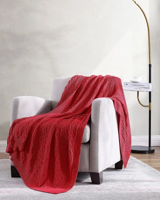 Kate Aurora University Living® Ultra Soft & Plush Oversized "The Scholar" Cable Knit Cotton Accent Throw Blanket 3 Kate Aurora University Living® Ultra Soft & Plush Oversized "The Scholar" Cable Knit Cotton Accent Throw Blanket - Image 3