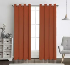 Kate Aurora Hotel Living 2 Pack 100% Blackout Grommet Top Orange Spice Curtain Panels