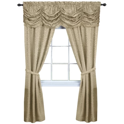 Kate Aurora Jacquard Damask Curtains With An Attached Austrian Valance & Tiebacks 1 Kate Aurora Jacquard Damask Curtains With An Attached Austrian Valance & Tiebacks