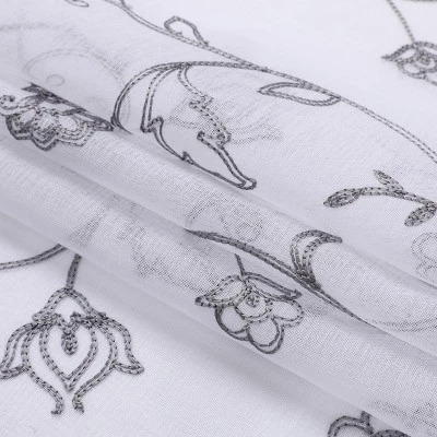 Kate Aurora 2 Piece Scroll Floral Embroidered Sheer Voile Grommet Top Window Curtains 5 Kate Aurora 2 Piece Scroll Floral Embroidered Sheer Voile Grommet Top Window Curtains - Image 5